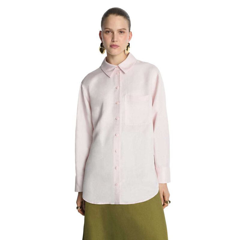 Veronika Maine Drapey Viscose Linen Relaxed Shirt image number 4